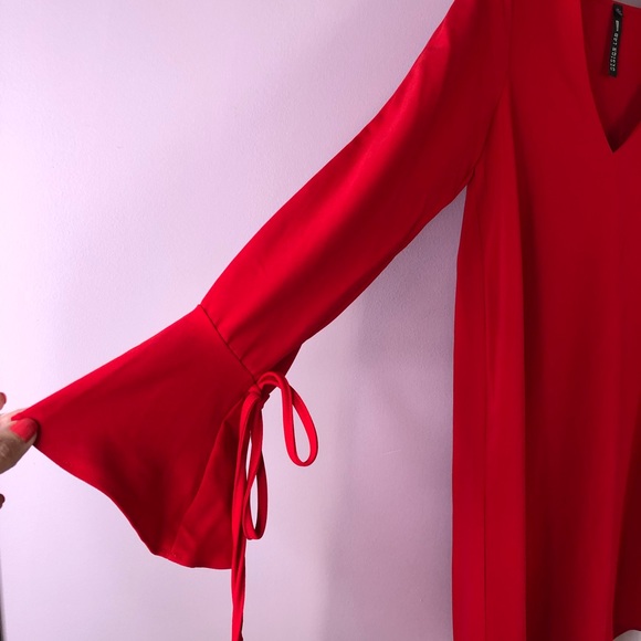 Design Lab Red Slit Long Sleeved Mini Dress Small - Picture 9 of 12